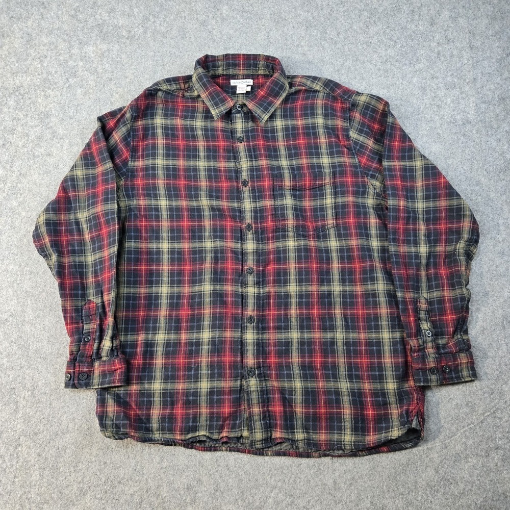 Carbon 2 Cobalt Flannel Shirt Mens Large Red Long Sleeve Lightweight Button Up